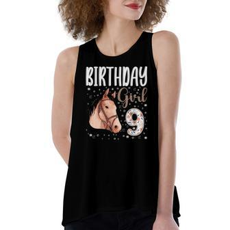 Horse Animal Lovers 9Th Birthday Girl B-Day 9 Years Old Women's Loose Tank Top | Mazezy