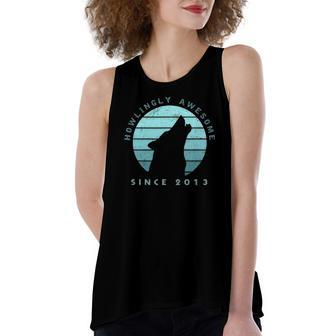 Howlingly Awesome Since 2013 9 Years Old Howling Wolf Women's Loose Tank Top | Mazezy