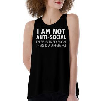 I Am Not Anti-Social Just Selective Grumpy Sarcastic Gift Women's Loose Fit Open Back Split Tank Top - Seseable