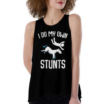 I Do My Own Stunts Get Well Funny Horse Riders Animal Women's Loose Fit Open Back Split Tank Top - Monsterry DE