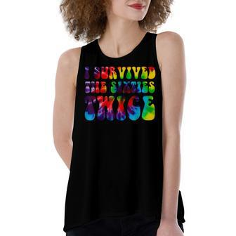 I Survived The 60S Twice 60S Sixties Birthday Gift Women's Loose Fit Open Back Split Tank Top - Seseable