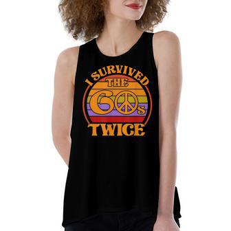 I Survived The 60S Twice Funny Sixties Classic Birthday Women's Loose Fit Open Back Split Tank Top - Seseable