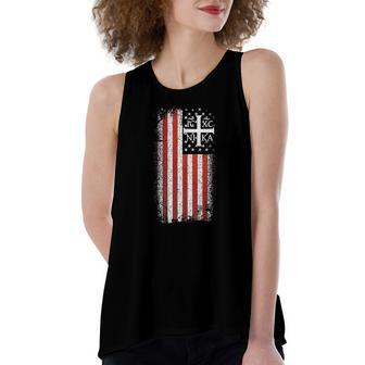 Icxc Nika Christogram Cross American Flag Christian Women's Loose Tank Top | Mazezy