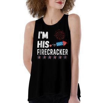 Im His Firecracker Cute 4Th Of July Matching Couple For Her Women's Loose Fit Open Back Split Tank Top - Seseable