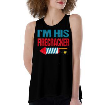 Im His Firecracker His And Hers 4Th Of July Matching Couple Women's Loose Fit Open Back Split Tank Top - Seseable