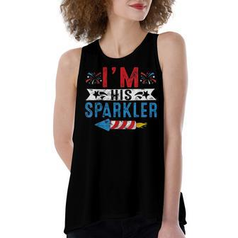 Im His Sparkler 4Th July His And Hers Matching Couples Women's Loose Fit Open Back Split Tank Top - Seseable