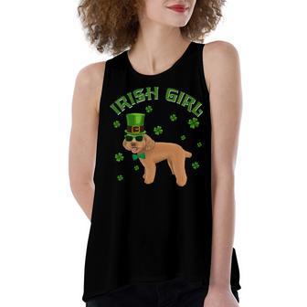 Irish Girl Leprechaun Poodle Dog St Patricks Day Kids Women's Loose Fit Open Back Split Tank Top | Favorety AU