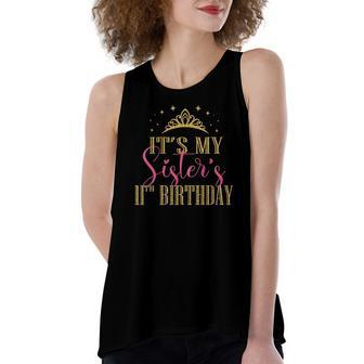 Its My Sisters 11Th Birthday Girls Party Family Matching Women's Loose Fit Open Back Split Tank Top