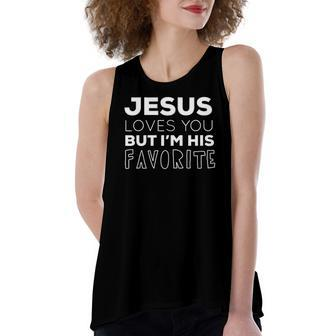 Jesus Loves You But Im His Favorite Christian V Neck Women's Loose Tank Top | Mazezy AU