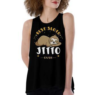 Jitto Grandpa Gift Best Sloth Jitto Ever Women's Loose Fit Open Back Split Tank Top - Seseable