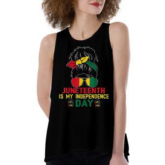 Juneteenth Is My Independence Day Black Girl 4Th Of July Women's Loose Fit Open Back Split Tank Top - Seseable