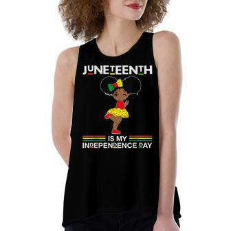 Juneteenth Is My Independence Day Black Girl Black Queen Women's Loose Fit Open Back Split Tank Top - Seseable