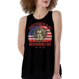 Juneteenth Is My Independence Day Black Women 4Th Of July Women's Loose Fit Open Back Split Tank Top - Seseable