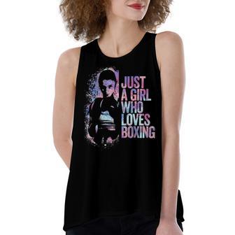 Just A Girl Who Loves Boxing Ink Splatter Women's Loose Fit Open Back Split Tank Top | Favorety CA