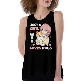 Just A Girl Who Loves Dogs Cute Corgi Lover Outfit & Apparel Women's Loose Tank Top | Mazezy UK