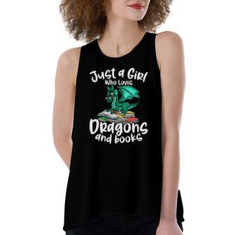 Just A Girl Who Loves Dragons And Books Reading Dragon Women's Loose Tank Top | Mazezy