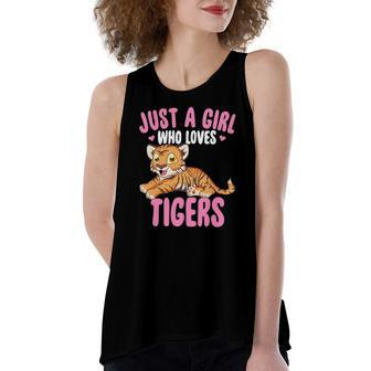 Just A Girl Who Loves Tigers Cute Kawaii Tiger Animal Women's Loose Tank Top | Mazezy