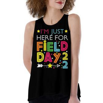 Just Here For Field Day 2022 Teacher Kids Summer Women's Loose Fit Open Back Split Tank Top - Seseable