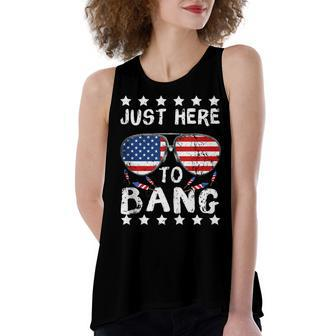 Just Here To Bang And Drink Beer Fourth Of July 4Th Of July Women's Loose Fit Open Back Split Tank Top - Seseable