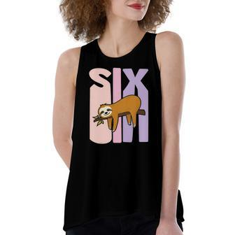 Kids 6 Years Old Cute Sloth Birthday Girl 6Th B-Day Women's Loose Fit Open Back Split Tank Top