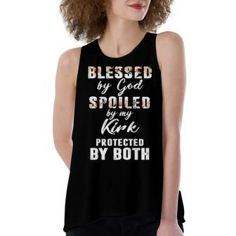 Kirk Name Gift Blessed By God Spoiled By My Kirk Women's Loose Fit Open Back Split Tank Top - Seseable