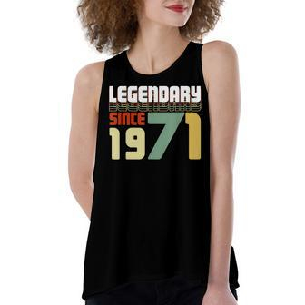 Legendary Since 1971 50Th Birthday Gift Fifty Anniversary Women's Loose Fit Open Back Split Tank Top - Seseable