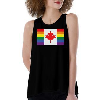 Lgbt Gay Pride Rainbow Canadian Flag Women's Loose Tank Top | Mazezy