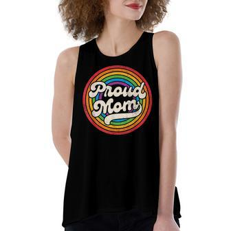 Lgbtq Proud Mom Gay Pride Lgbt Ally Rainbow Mothers Day Women's Loose Fit Open Back Split Tank Top - Seseable
