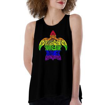 Lgbtq Sea Turtle Rainbow Pride Love Gay Lgbt Women's Loose Tank Top | Mazezy