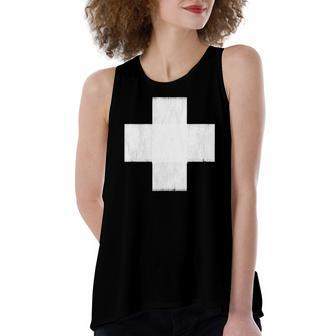 Lightly Weathered Peace Christ White Cross Paint On Various Women's Loose Tank Top | Mazezy