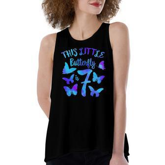 This Little Butterfly Is 7 7Th Birthday Party Toddler Girl Women's Loose Tank Top | Mazezy