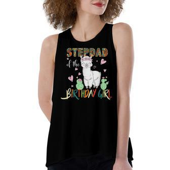 Llama Birthday Stepdad Of The Birthday Girl Outfits Women's Loose Fit Open Back Split Tank Top - Seseable