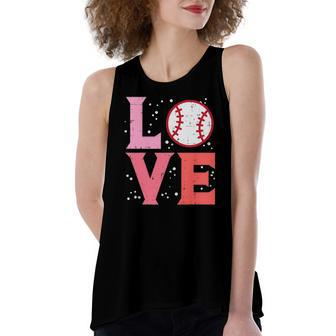 Love Baseball Cute Sports Fan Player Team Women's Loose Tank Top | Mazezy