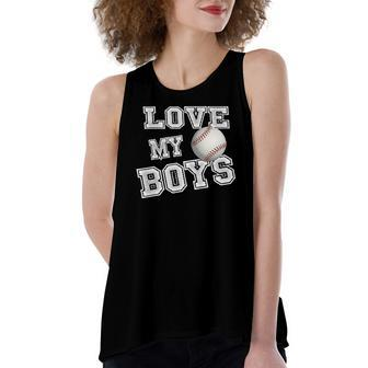 I Love My Boys Baseball For Moms-Cute Baseball Mom Women's Loose Tank Top | Mazezy