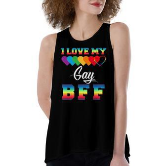 I Love My Gay Bff Rainbow Lgbt Pride Proud Lgbt Friend Ally Women's Loose Tank Top | Mazezy