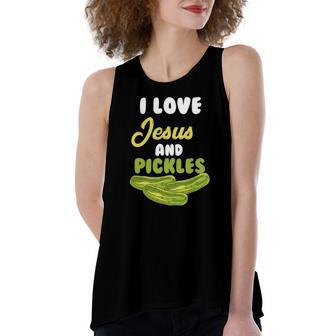 I Love Jesus & Pickles Religious Vegetarian Pickle Lover Women's Loose Tank Top | Mazezy