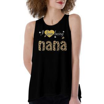 I Love Being Nana Leopard Plaid Tee Women's Loose Tank Top | Mazezy