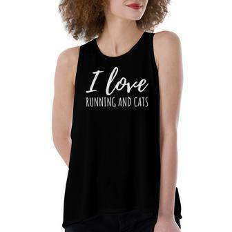 I Love Running And Cats Tee For Cats Lover Women's Loose Tank Top | Mazezy