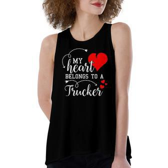 I Love My Trucker Husband Wife Valentines Day Women's Loose Tank Top | Mazezy