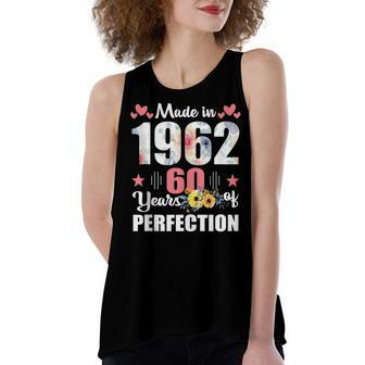 Made 1962 Floral 60 Years Old Family 60Th Birthday 60 Years Women's Loose Fit Open Back Split Tank Top - Seseable
