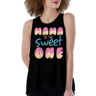 Mama Of Sweet One First Birthday Party Matching Family Donut Women's Loose Fit Open Back Split Tank Top - Seseable