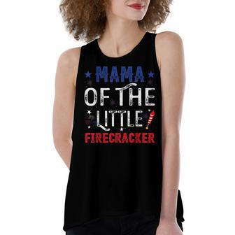 Mama Of The Little Firecracker 4Th Of July Birthday Women's Loose Fit Open Back Split Tank Top - Seseable