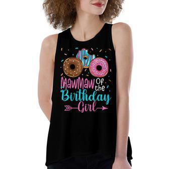 Mawmaw Of The Birthday Girl Donut Party Family Matching Women's Loose Fit Open Back Split Tank Top - Seseable