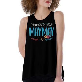 Maymay Grandma Gift Blessed To Be Called Maymay Women's Loose Fit Open Back Split Tank Top - Seseable