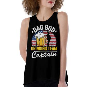 Mens Dad Bod Drinking Team Captain American Flag 4Th Of July Beer Women's Loose Fit Open Back Split Tank Top - Seseable
