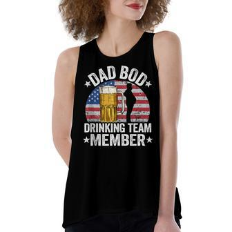 Mens Dad Bod Drinking Team Member American Flag 4Th Of July Beer Women's Loose Fit Open Back Split Tank Top - Seseable
