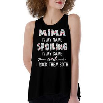 Mima Grandma Gift Mima Is My Name Spoiling Is My Game Women's Loose Fit Open Back Split Tank Top - Seseable