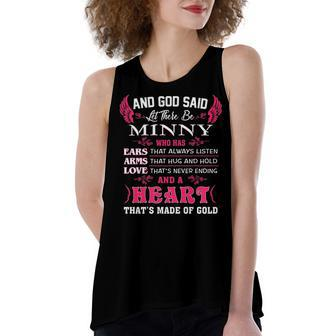 Minny Grandma Gift And God Said Let There Be Minny Women's Loose Fit Open Back Split Tank Top - Seseable