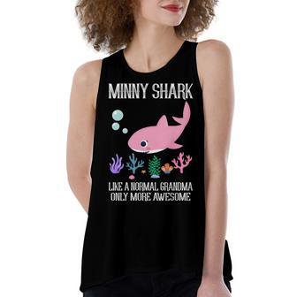 Minny Grandma Gift Minny Shark Only More Awesome Women's Loose Fit Open Back Split Tank Top - Seseable