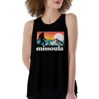 Missoula Montana Retro Bigfoot Mountains Women's Loose Fit Open Back Split Tank Top - Monsterry AU